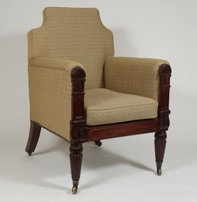 George III English Regency Mahogany Bergere