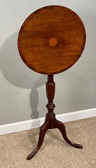 George III Inlaid Cross Banded Mahogany Tripod Table
