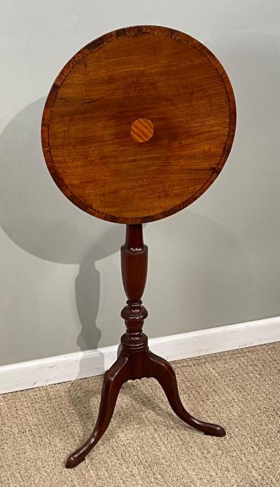 George III Inlaid Cross Banded Mahogany Tripod Table