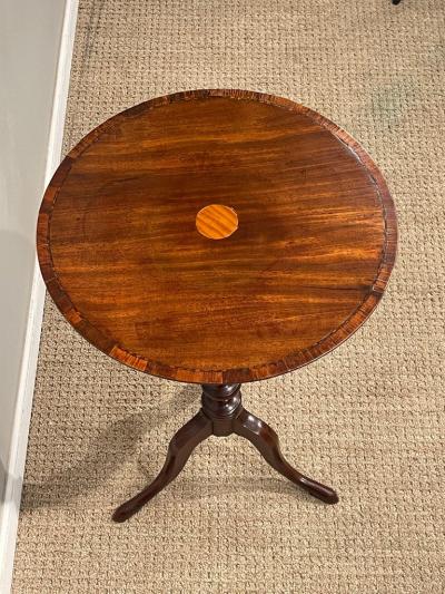 George III Inlaid Cross Banded Mahogany Tripod Table