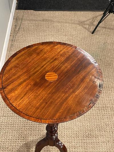 George III Inlaid Cross Banded Mahogany Tripod Table