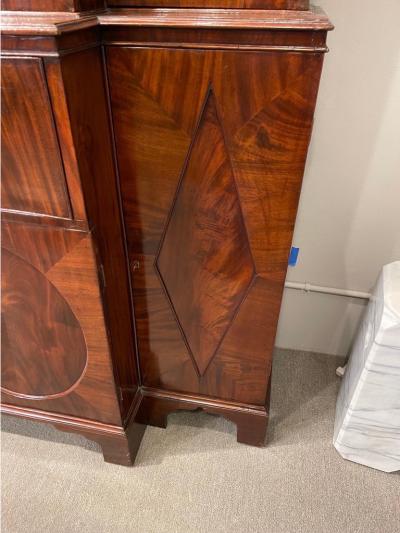 George III Mahogany Breakfront Bureau Bookcase with Glazed Doors