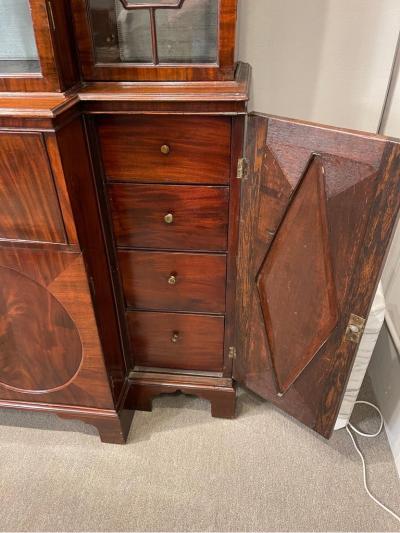 George III Mahogany Breakfront Bureau Bookcase with Glazed Doors