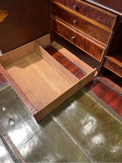 George III Mahogany Breakfront Bureau Bookcase with Glazed Doors