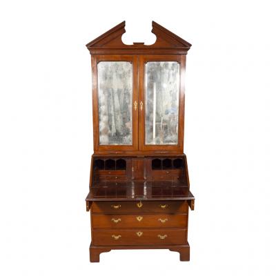 George III Mahogany Bureau Bookcase