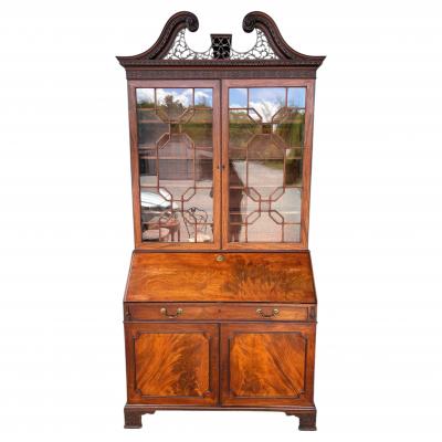 George III Mahogany Bureau Bookcase