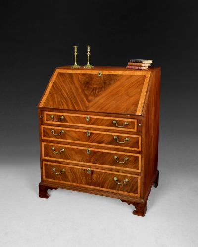 George III Mahogany Burr Yew Wood Bureau