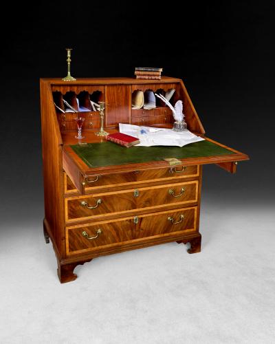 George III Mahogany Burr Yew Wood Bureau
