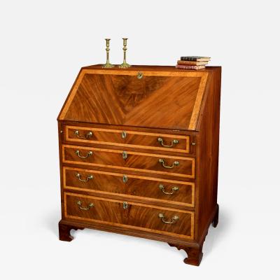 George III Mahogany Burr Yew Wood Bureau