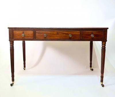 George III Mahogany Double sided Leather Top Library Writing Table circa 1795