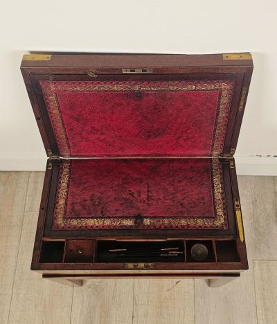 George III Mahogany Lap Desk on Later Stand England circa 1800