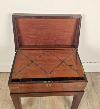 George III Mahogany Lap Desk on Later Stand England circa 1800