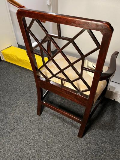 George III Mahogany Lattice Back Armchair