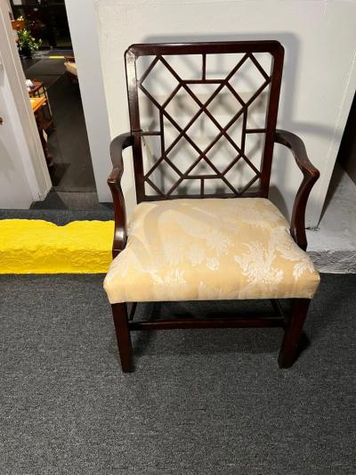 George III Mahogany Lattice Back Armchair