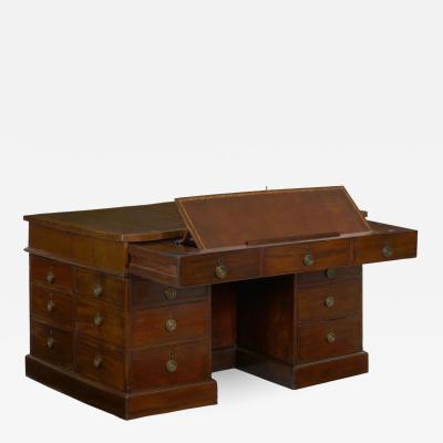 George III Mahogany Partner s Antique Pedestal Writing Table Desk England