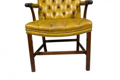 George III Mahogany Tufted Leather Armchair