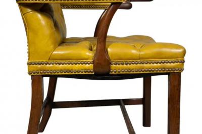 George III Mahogany Tufted Leather Armchair