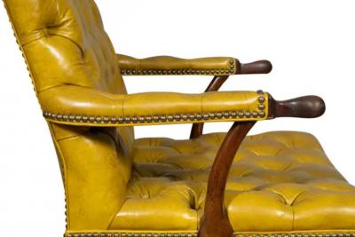 George III Mahogany Tufted Leather Armchair