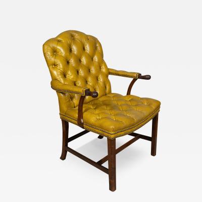 George III Mahogany Tufted Leather Armchair