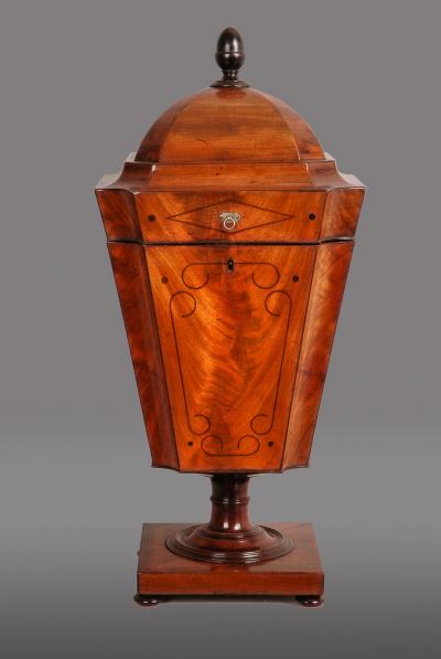 George III Mahogany and Ebony Inlaid Cutlery Urn