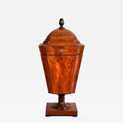 George III Mahogany and Ebony Inlaid Cutlery Urn