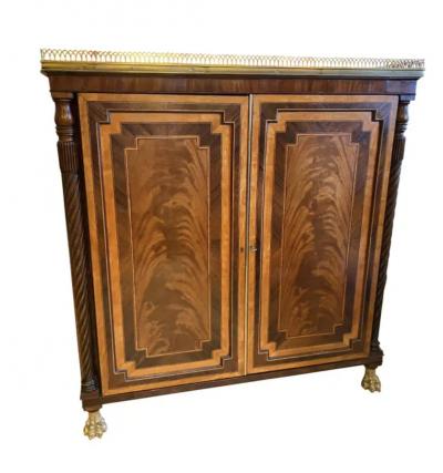 George III Mahogany and Satinwood Book Cabinet