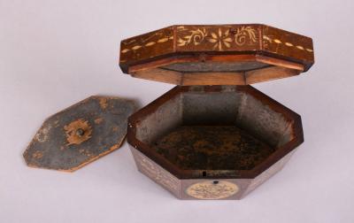 George III Octagonal Painted Tea Caddy c 1790