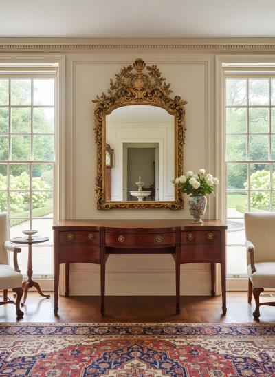 George III Period Inlaid Mahogany Serpentine Sideboard English ca 1790