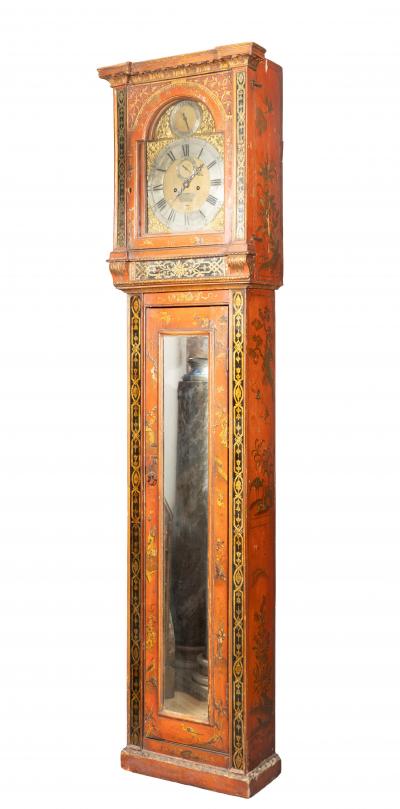 George III Red Japanned Tall Case Clock