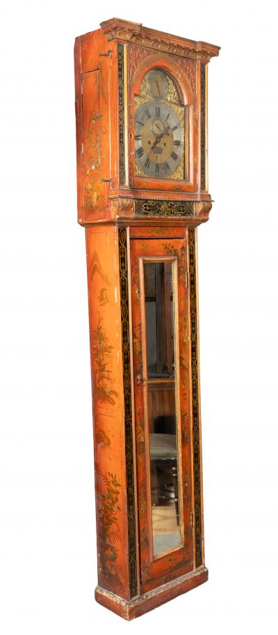 George III Red Japanned Tall Case Clock