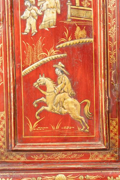 George III Red Japanned Tall Case Clock
