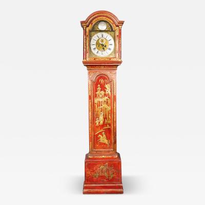 George III Red Japanned Tall Case Clock