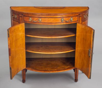 George III Satinwood Demi Lune Console Cabinet Circa 1790