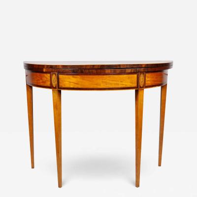 George III Satinwood Demilune Games Table