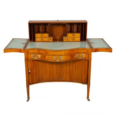 George III Satinwood and Marquetry Harlequin Writing Table