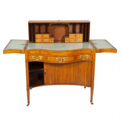 George III Satinwood and Marquetry Harlequin Writing Table