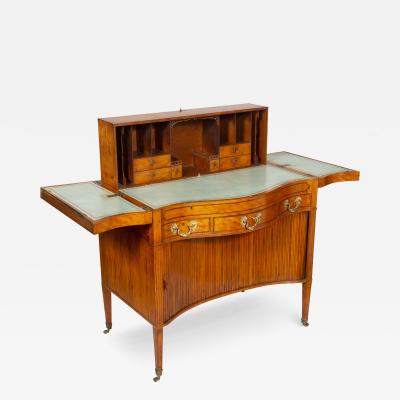 George III Satinwood and Marquetry Harlequin Writing Table