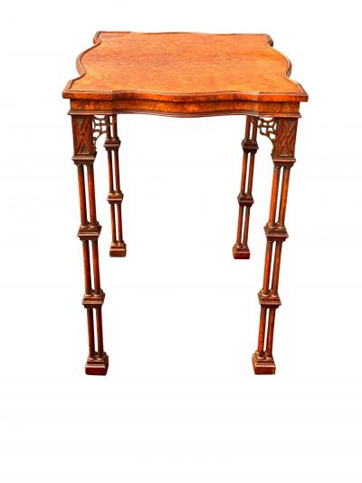 George III Style Burl Walnut And Mahogany Table Attributed to Gillow