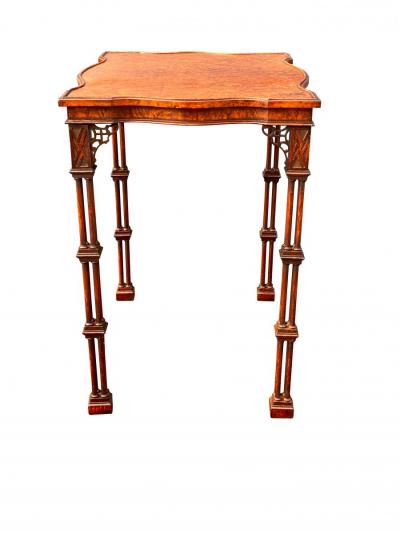 George III Style Burl Walnut And Mahogany Table Attributed to Gillow