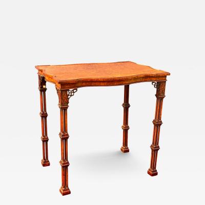 George III Style Burl Walnut And Mahogany Table Attributed to Gillow