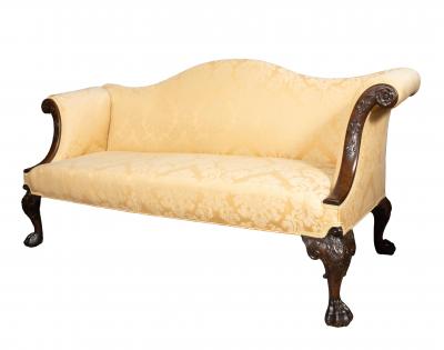 George III Style Camel Back Mahogany Sofa