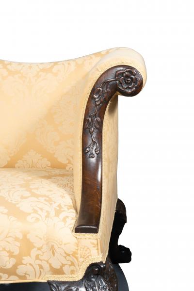 George III Style Camel Back Mahogany Sofa