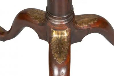 George III Style Mahogany Brass Inset Tea Table In The Manner Of John Channon