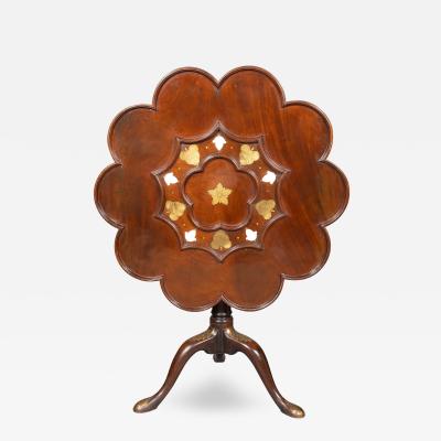 George III Style Mahogany Brass Inset Tea Table In The Manner Of John Channon