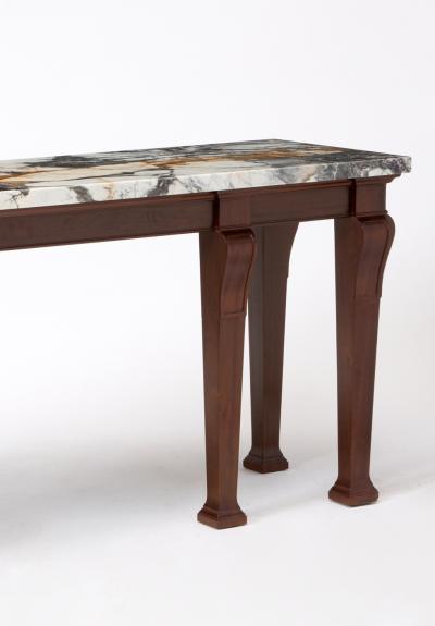 George III Style Marble Top Mahogany Serving Console Table Early 20th Century