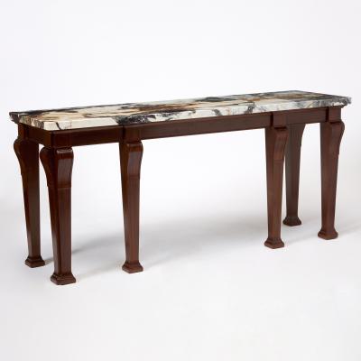George III Style Marble Top Mahogany Serving Console Table Early 20th Century
