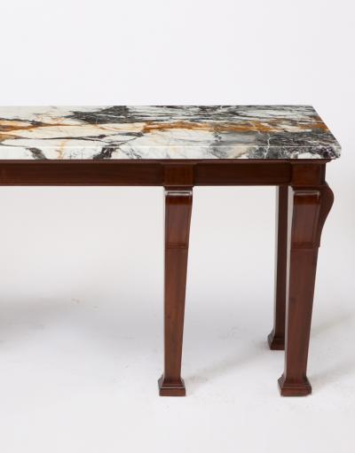 George III Style Marble Top Mahogany Serving Console Table Early 20th Century