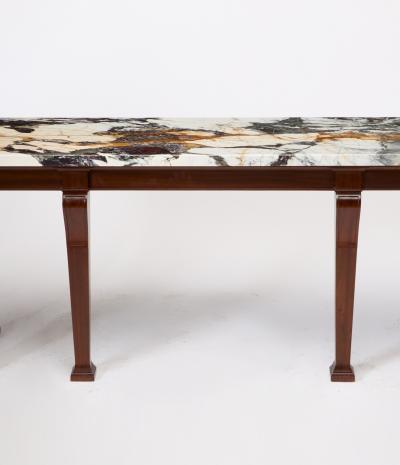 George III Style Marble Top Mahogany Serving Console Table Early 20th Century