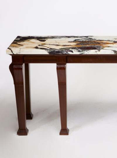 George III Style Marble Top Mahogany Serving Console Table Early 20th Century