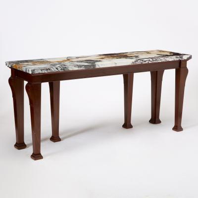 George III Style Marble Top Mahogany Serving Console Table Early 20th Century